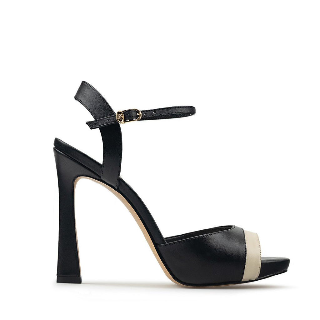 BELA | TACONES DE PIEL | MARFIL/NEGRO